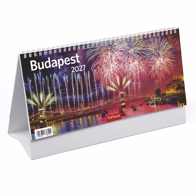 Asztali naptár képes TOPTIMER T066 álló fehér lapos Budapest 2027