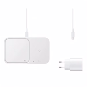 Asztali töltő SAMSUNG vezeték nélküli 15W 2xQC fehér + adapter
