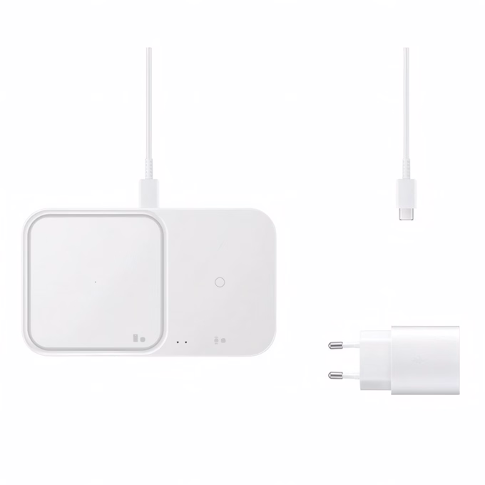 Asztali töltő SAMSUNG vezeték nélküli 15W 2xQC fehér + adapter