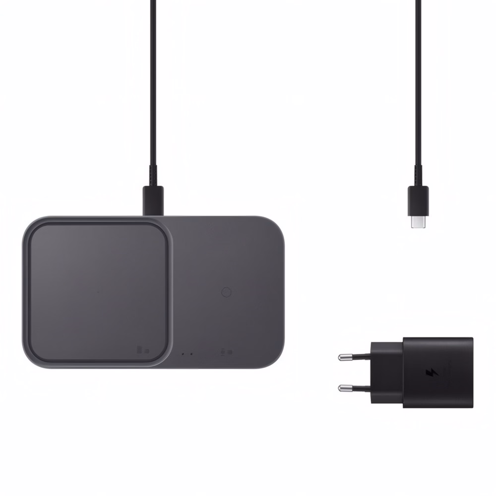 Asztali töltő SAMSUNG vezeték nélküli 15W 2xQC fekete + adapter