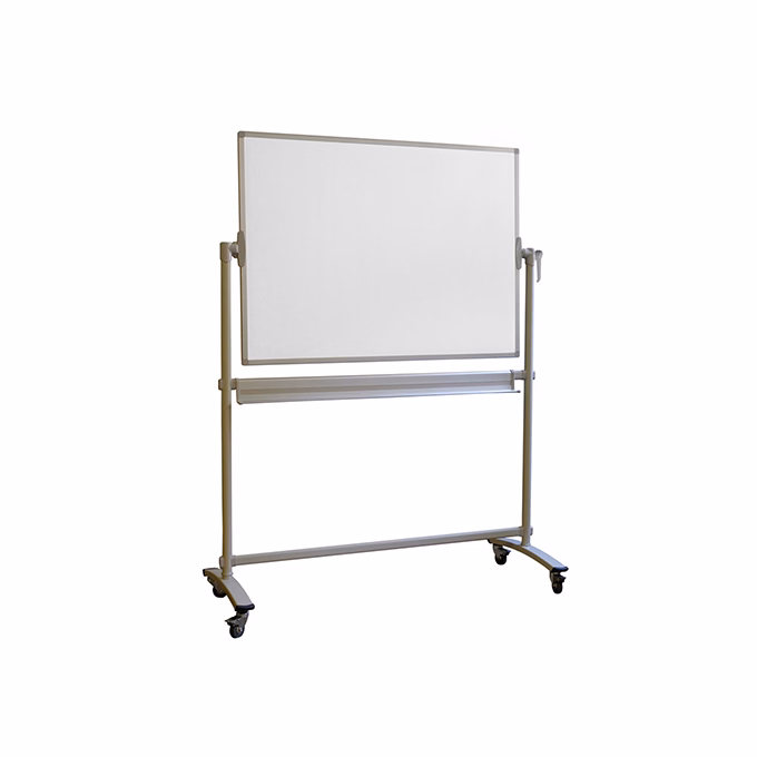 Átfordítható tábla MEMOBE mobil mágneses kétoldalas 100x150 cm magasság 185 cm állvánnyal