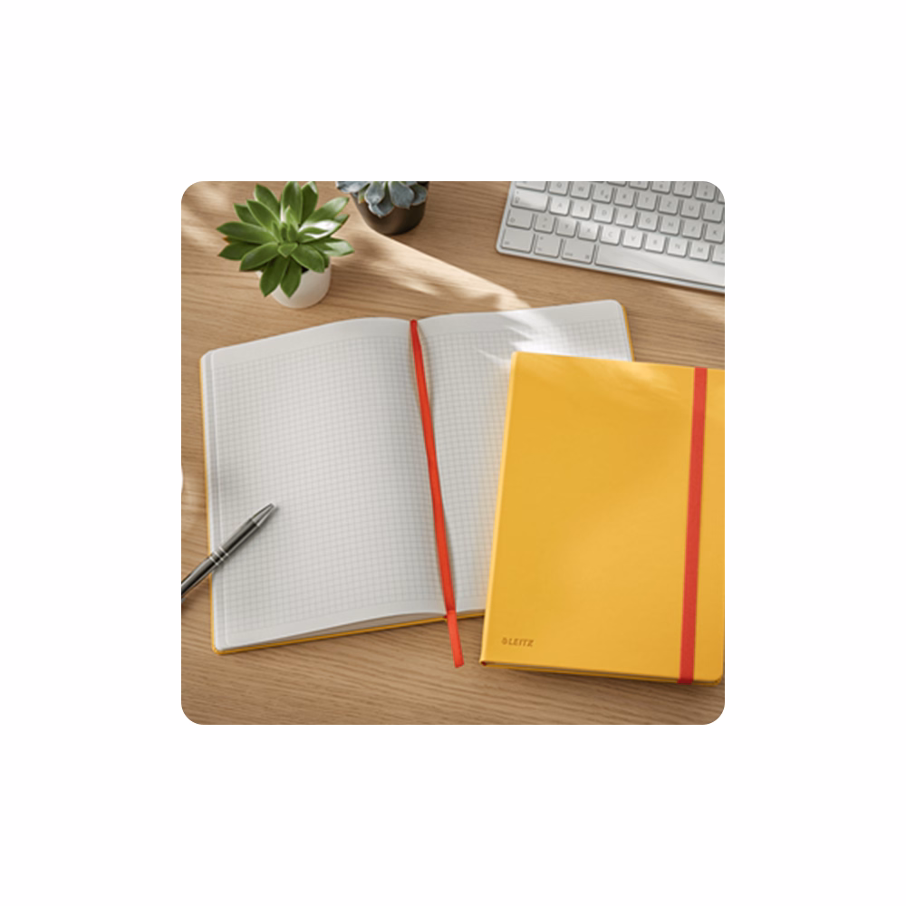 Beírókönyv kockás LEITZ B/5 80 lapos Cosy Soft Touch keményfedeles melegsárga