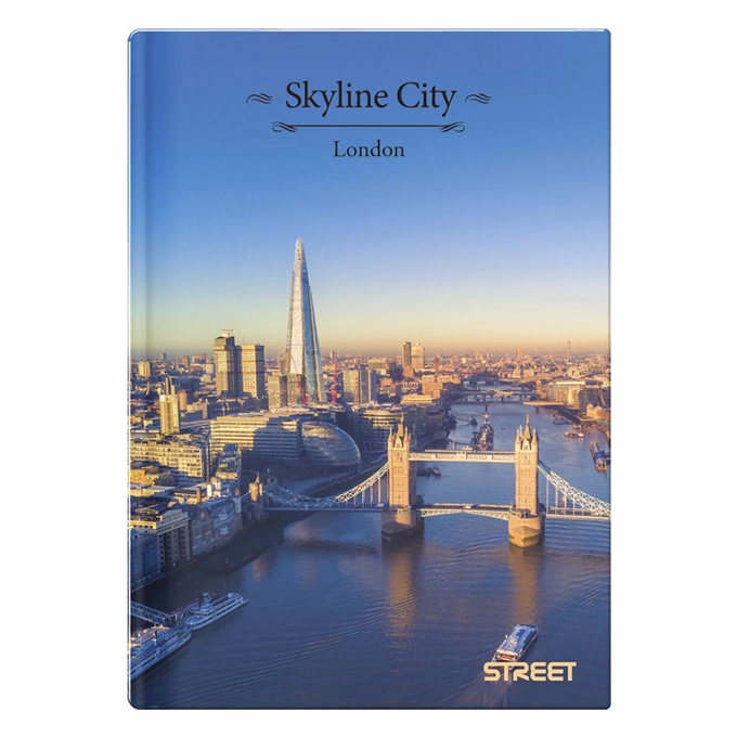 Beírókönyv vonalas STREET A/4 96 lapos Skyline keményfedelű vegyes mintákkal