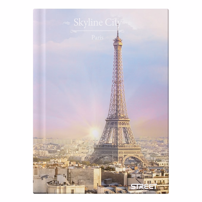 Beírókönyv vonalas STREET A/4 96 lapos Skyline keményfedelű vegyes mintákkal