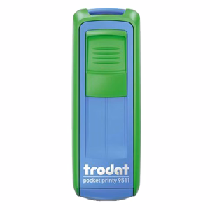 Bélyegző TRODAT Pocket Printy 9511 zseb kék/zöld ház fekete párna