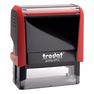 Bélyegző TRODAT Printy 4.0 4912 tűzpiros ház kék párna Bélyegző TRODAT Printy 4.0 4912 tűzpiros ház kék párna