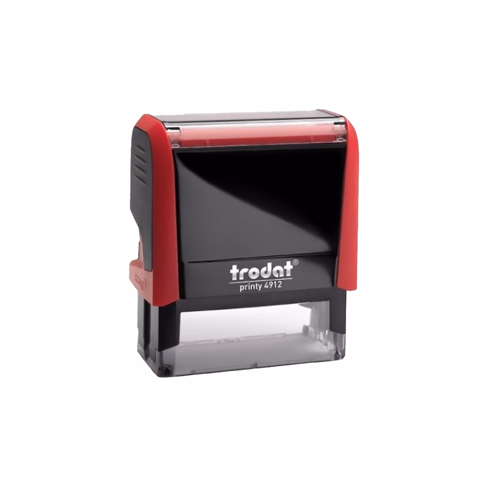 Bélyegző TRODAT Printy 4.0 4912 tűzpiros ház kék párna Bélyegző TRODAT Printy 4.0 4912 tűzpiros ház kék párna
