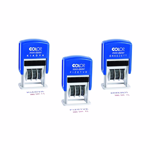 Bélyegző dátum COLOP S160L Kiadva kék ház dátum piros-kék felirat