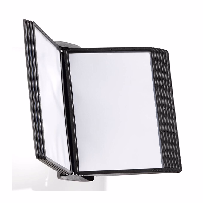 Bemutatótábla tartó DURABLE Sherpa fali 10 db A/4 táblával fekete A