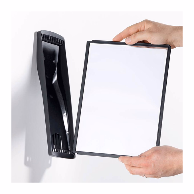 Bemutatótábla tartó DURABLE Sherpa fali 10 db A/4 táblával fekete A