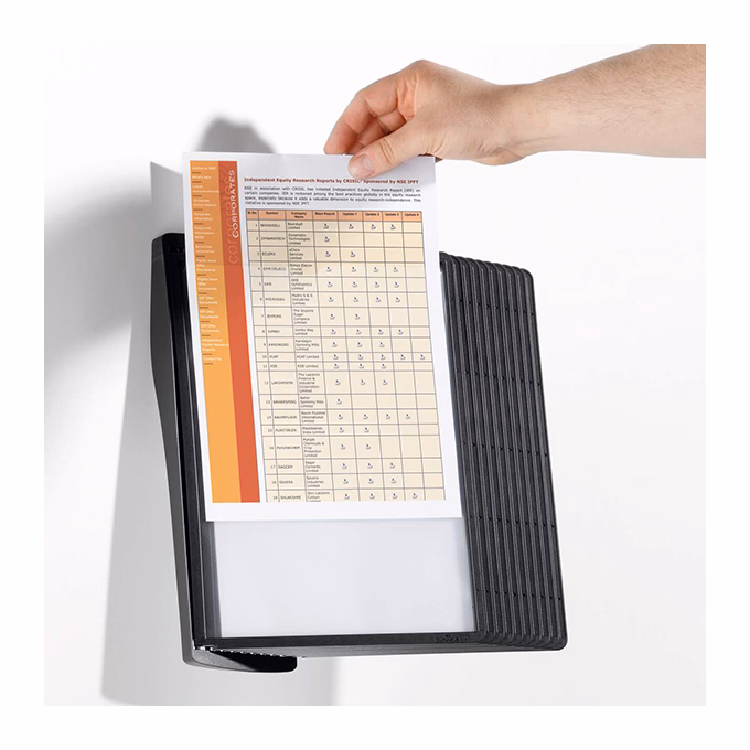 Bemutatótábla tartó DURABLE Sherpa fali 10 db A/4 táblával fekete A