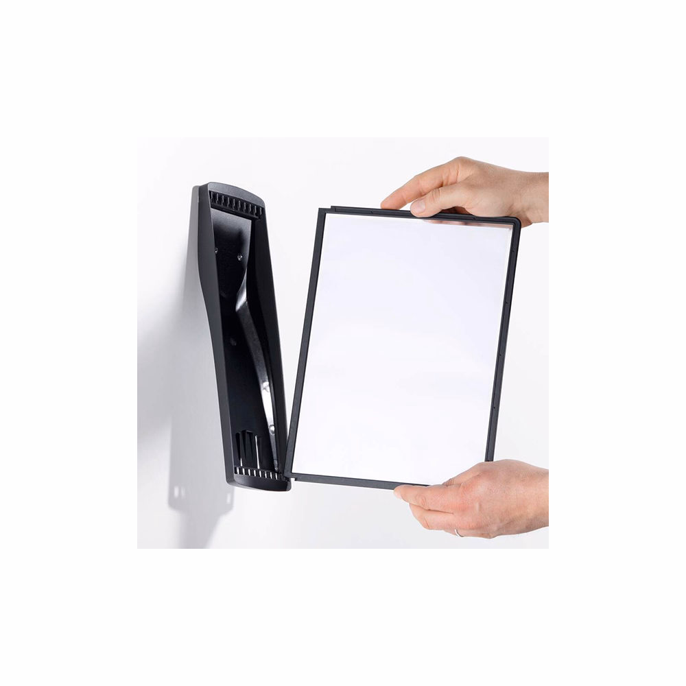 Bemutatótábla tartó DURABLE Sherpa fali 10 db A/4 táblával fekete A