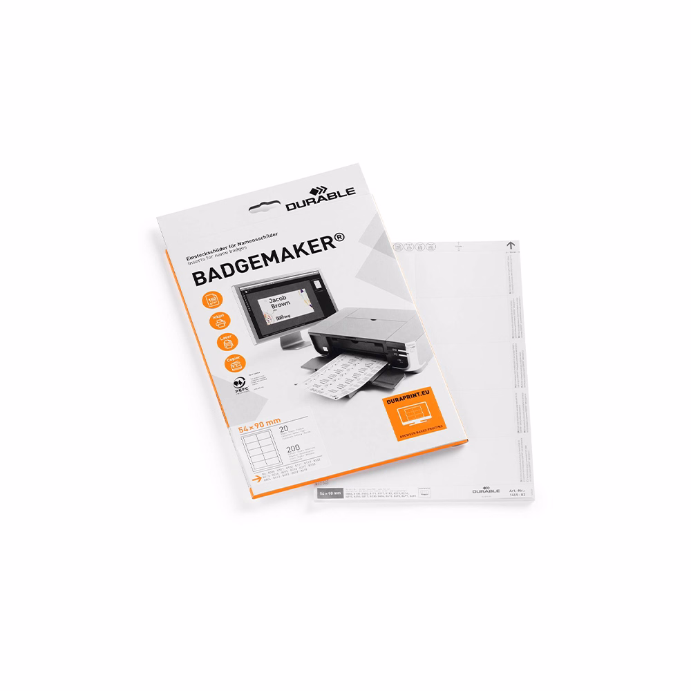 Betétlap névtáblához DURABLE 54x90 mm fehér 200 lapos