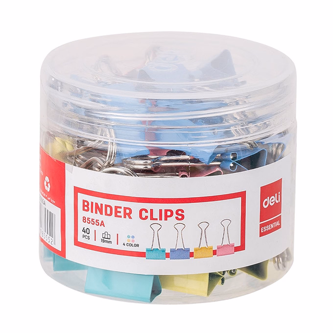 Binder csipesz DELI 19 mm színes 40 darabos