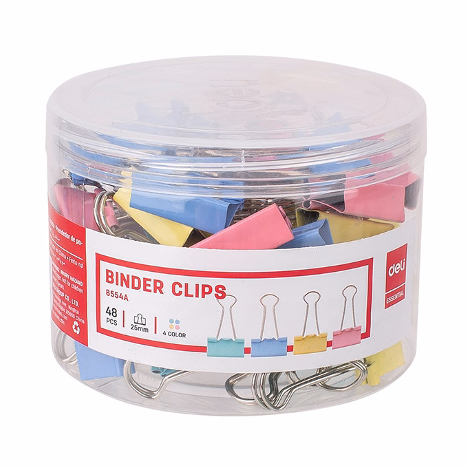 Binder csipesz DELI 25 mm színes 48 darabos