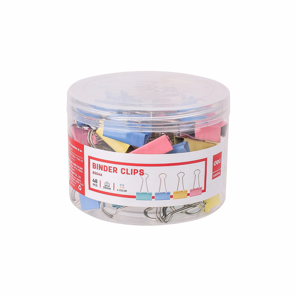 Binder csipesz DELI 25 mm színes 48 darabos