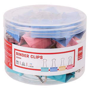 Binder csipesz DELI 32 mm színes 24 darabos