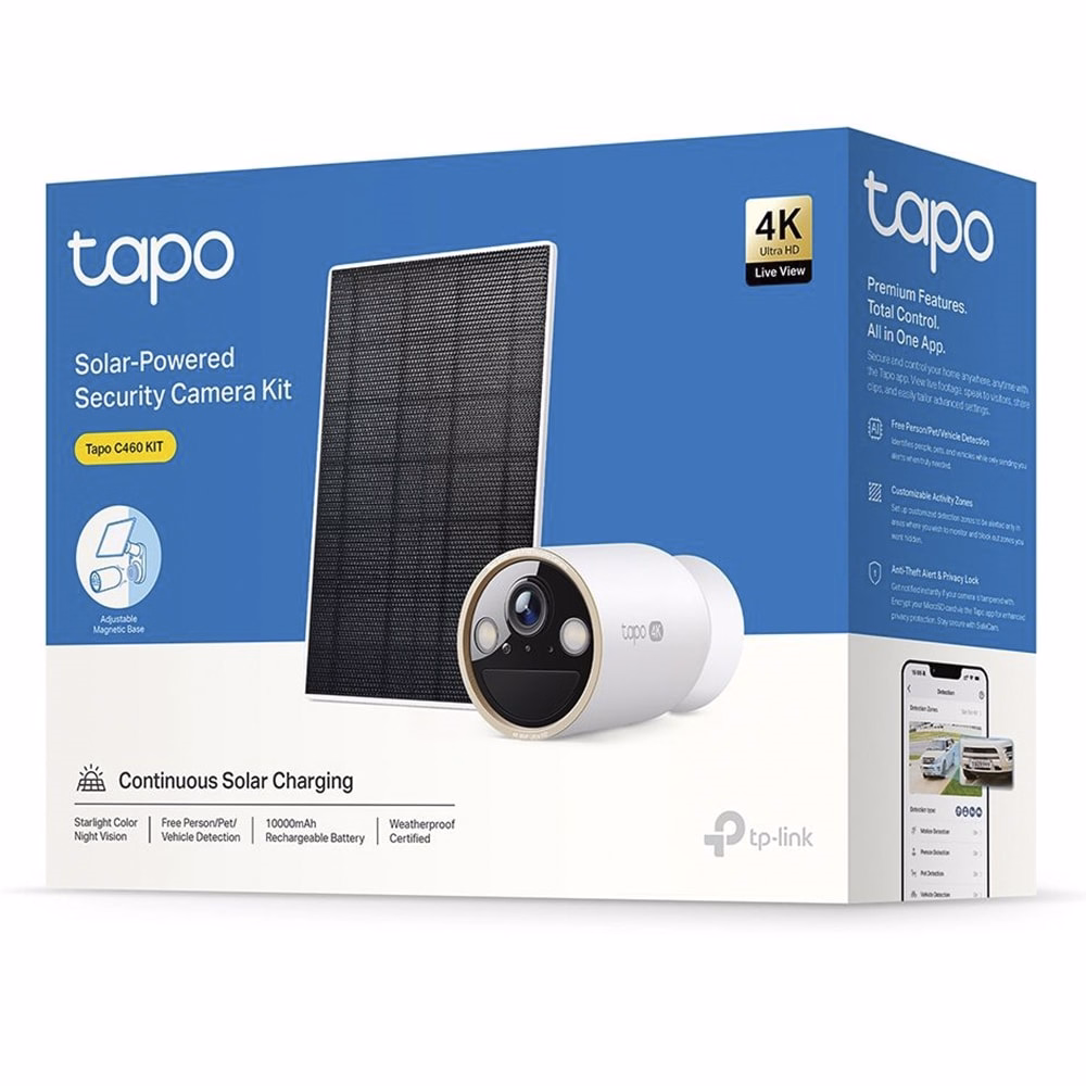 Biztonsági kamera TP-LINK Tapo C460 KIT 2160p kültéri IP66 akkumulátoros napelemes éjjellátó mikrofon fehér