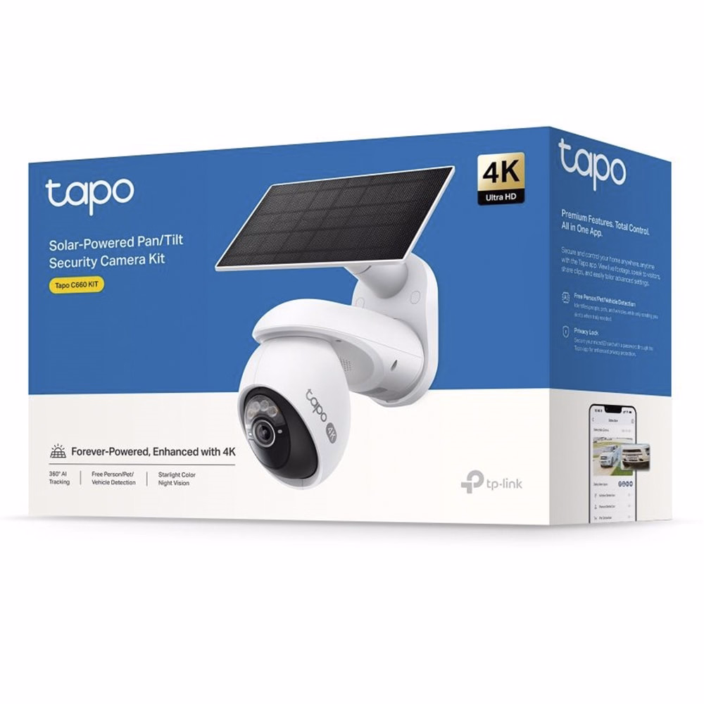 Biztonsági kamera TP-LINK Tapo C660 KIT 2160p kültéri IP65 akkumulátoros napelemes éjjellátó mikrofon fehér