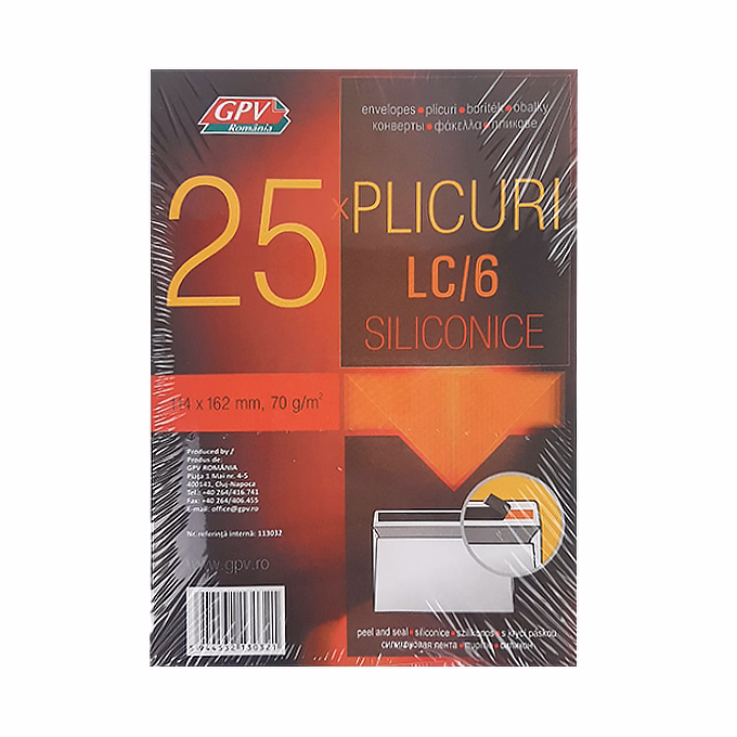 Boríték GPV LC/6 öntapadós bélésnyomott 114x162mm 25 darabos
