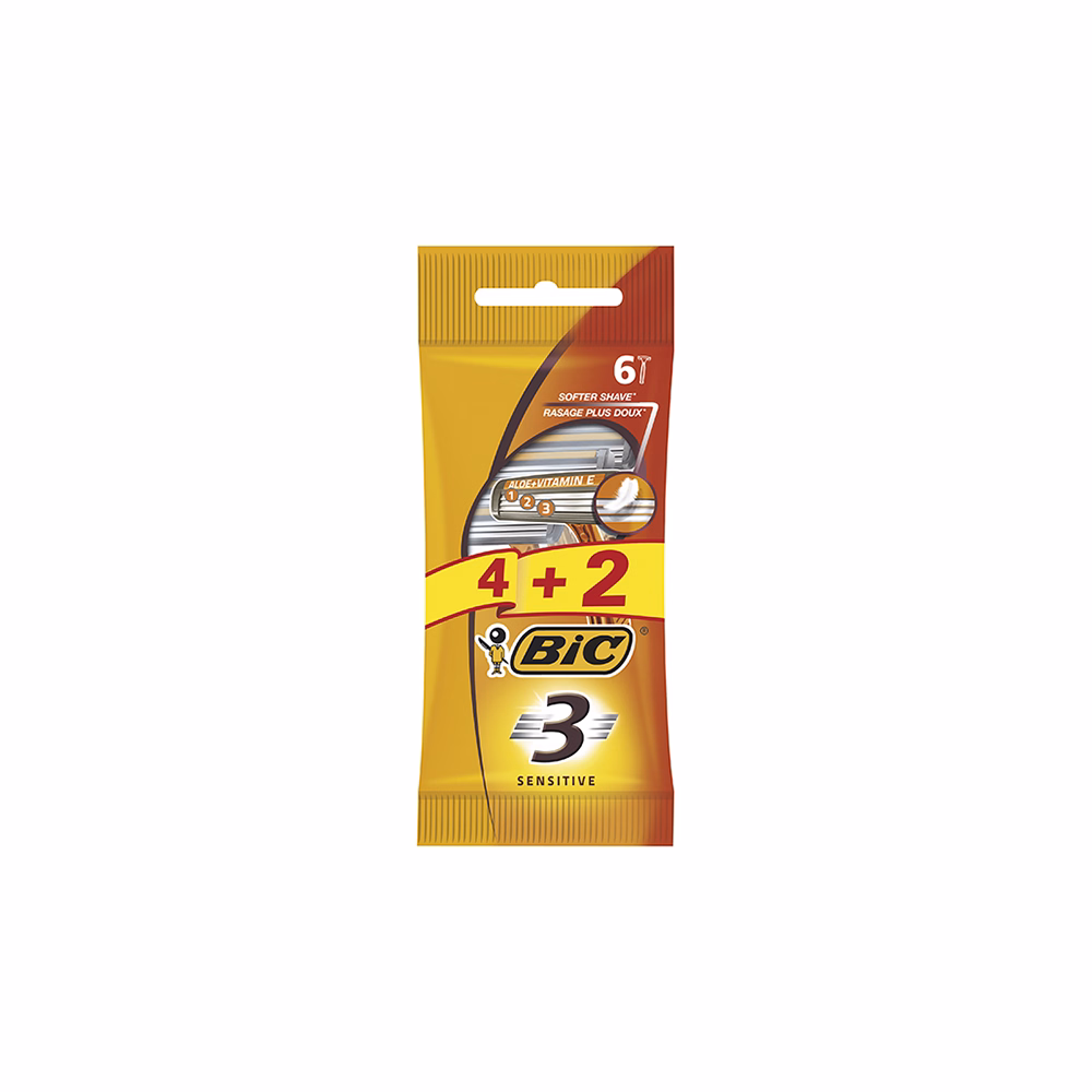 Borotva BIC 3 Sensitive férfi 3 pengés 4+2 darab/bliszter
