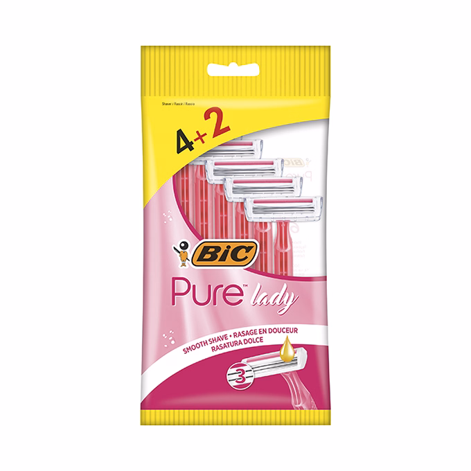 Borotva BIC Pure3 pink női eldobható 3 pengés 4+2 darab/bliszter