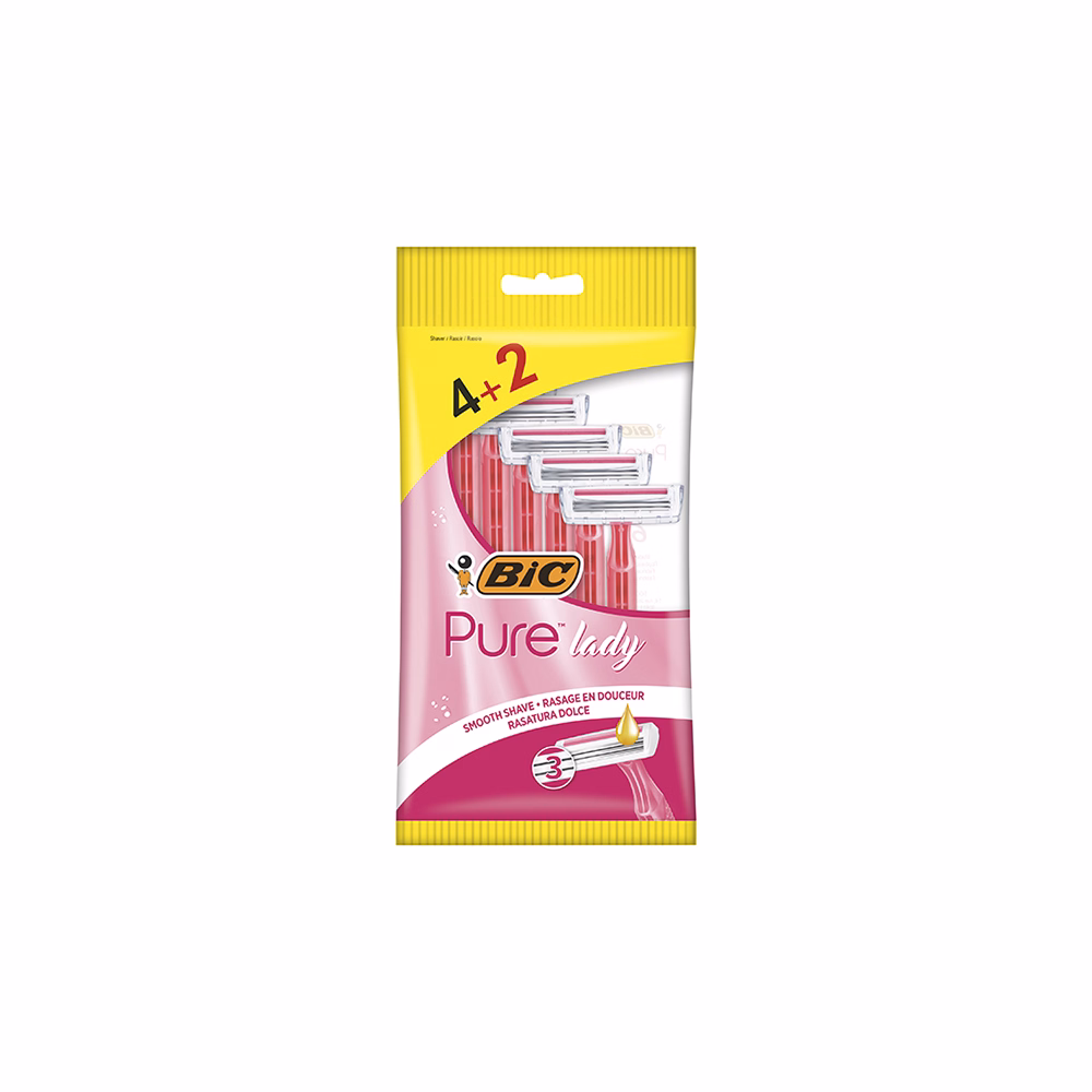 Borotva BIC Pure3 pink női eldobható 3 pengés 4+2 darab/bliszter