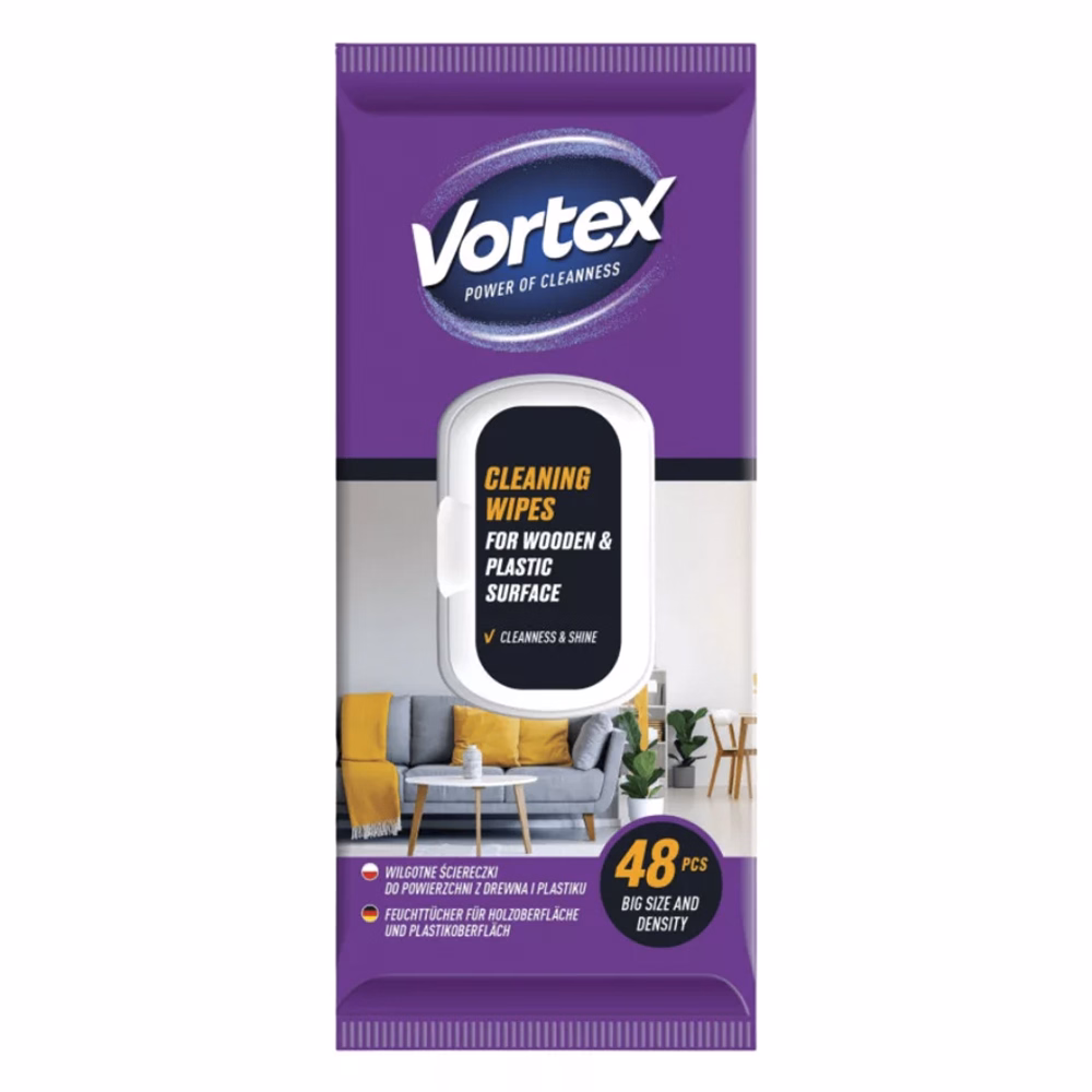 Bútorápoló törlőkendő VORTEX nedves 48 darabos