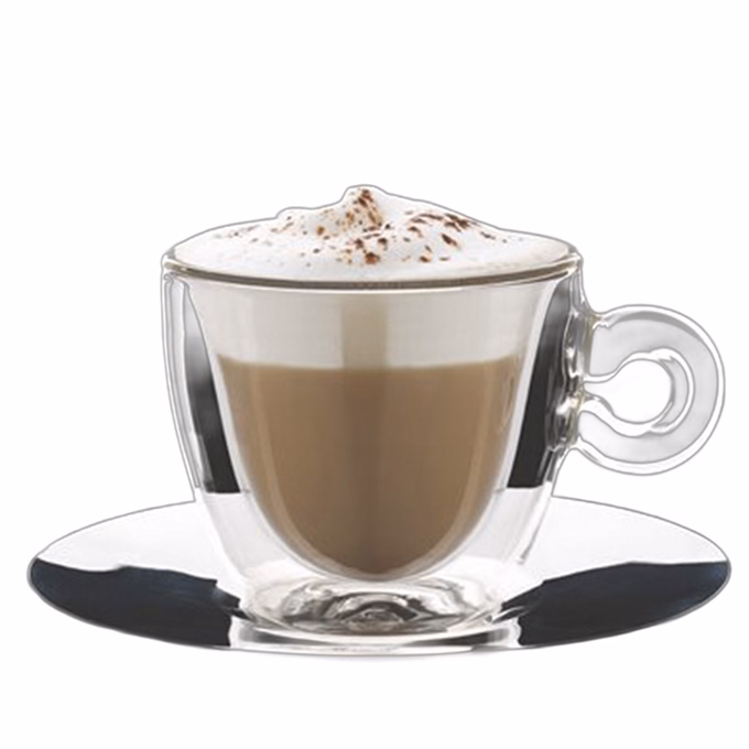Cappuccinos csésze + rozsdamentes alj thermo duplafalú 165ml 2 darabos