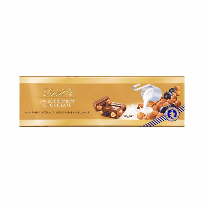 Csokoládé LINDT Gold Traube-nuss mogyorós-mazsolás tejcsokoládé 300 g