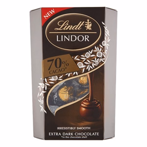 Csokoládé LINDT Lindor 70% Cacao étcsokoládé golyók díszdobozban 200 g