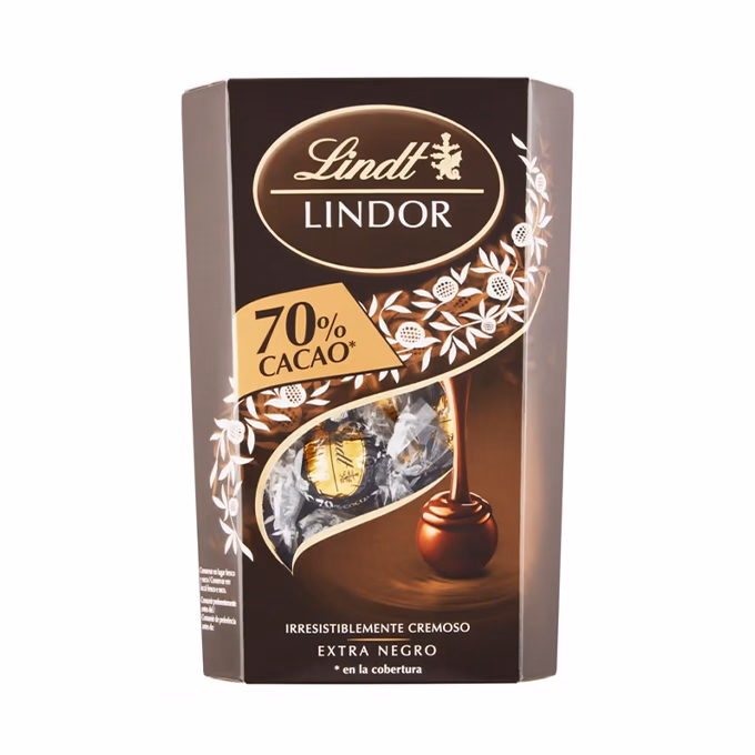 Csokoládé LINDT Lindor 70% Cacao étcsokoládé golyók díszdobozban 337 g