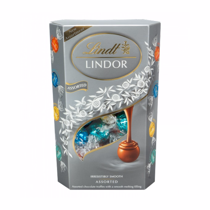 Csokoládé LINDT Lindor Assorted Silver csokoládé golyók díszdobozban  337 g