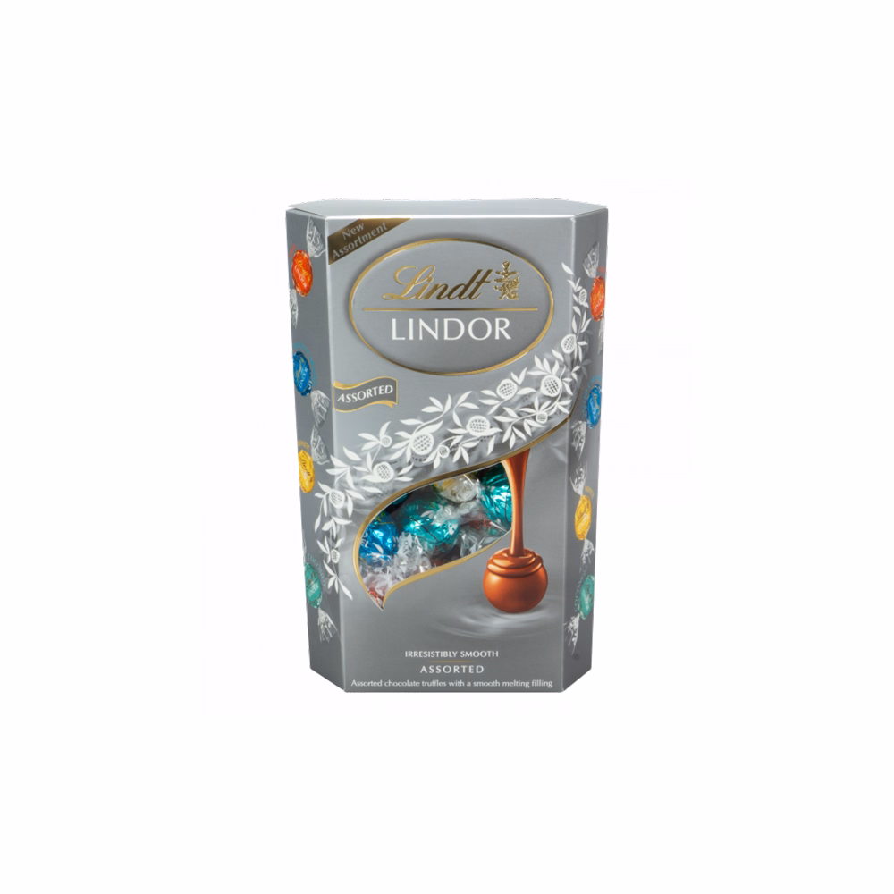 Csokoládé LINDT Lindor Assorted Silver csokoládé golyók díszdobozban  337 g