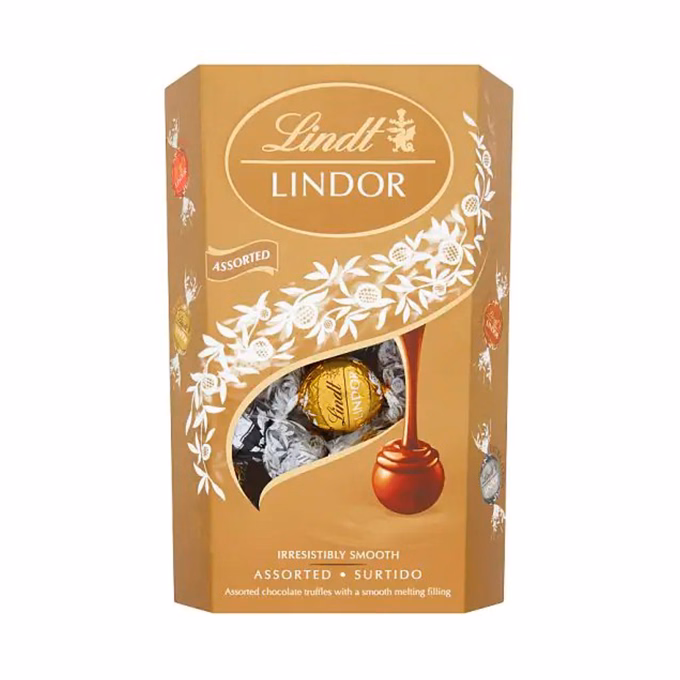 Csokoládé LINDT Lindor Assorted tejcsokoládé golyók díszdobozban 200 g