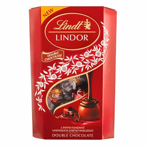 Csokoládé LINDT Lindor Double Chocolate csokoládé golyók díszdobozban 200 g