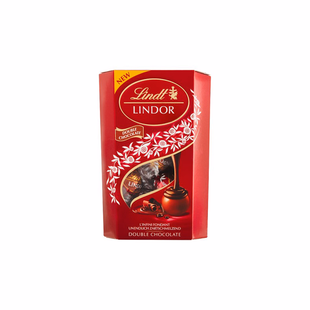 Csokoládé LINDT Lindor Double Chocolate csokoládé golyók díszdobozban 200 g