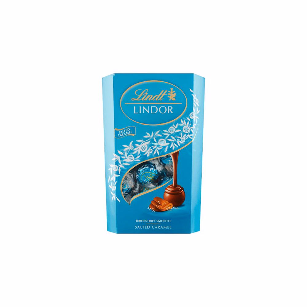Csokoládé LINDT Lindor Salted Caramel sós karamellás csokoládé golyók díszdobozban 337 g