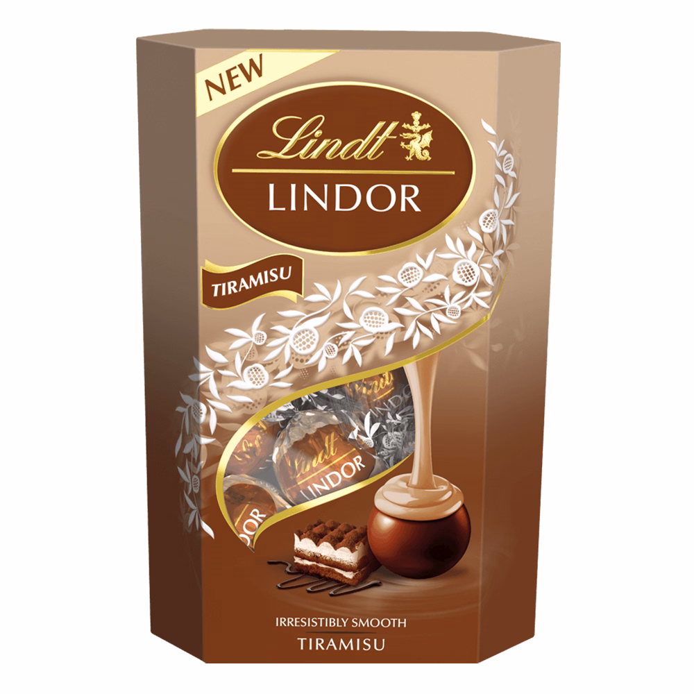 Csokoládé LINDT Lindor Tiramisu tejcsokoládé golyók díszdobozban 200 g