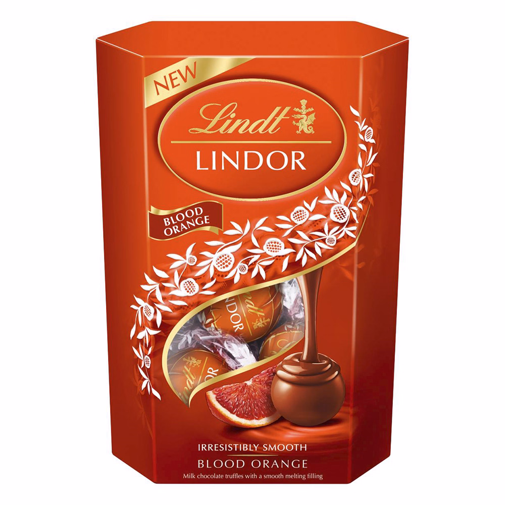 Csokoládé LINDT Lindor Orange tejcsokoládé golyók díszdobozban 200 g