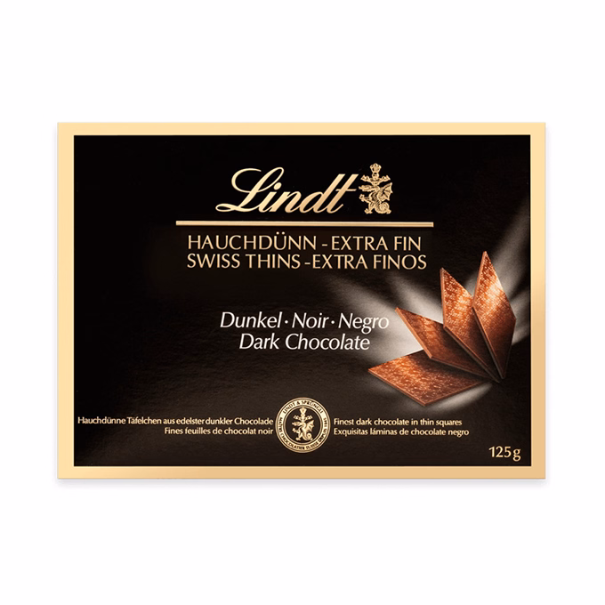 Csokoládé LINDT Thins Dark étcsokoládé lapocskák 125 g