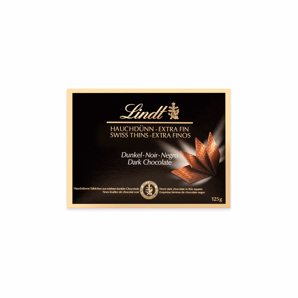 Csokoládé LINDT Thins Dark étcsokoládé lapocskák 125 g