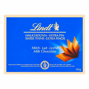 Csokoládé LINDT Thins Milk tejcsokoládé lapocskák 125 g