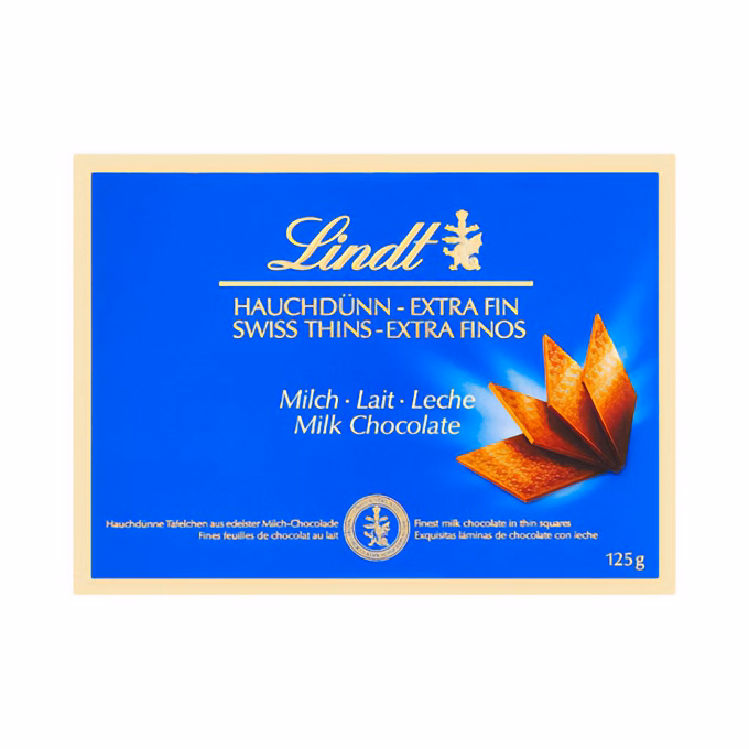 Csokoládé LINDT Thins Milk tejcsokoládé lapocskák 125 g