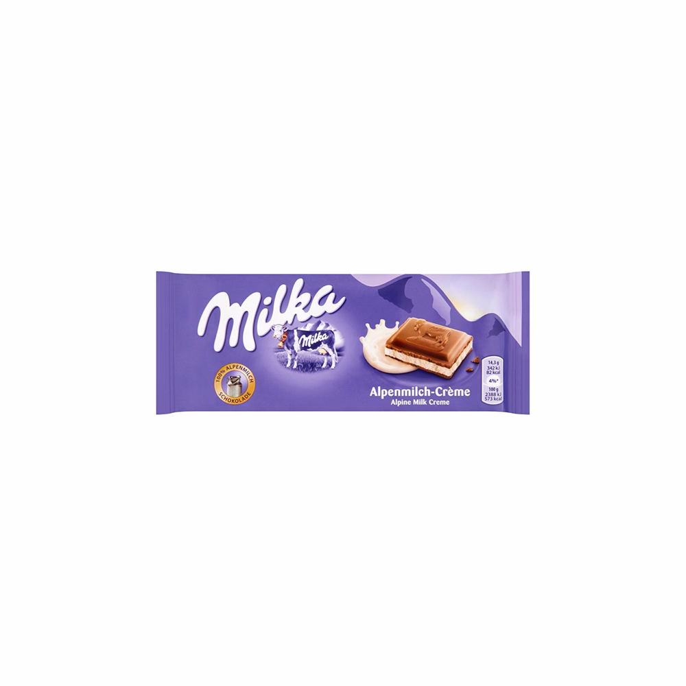 Csokoládé MILKA Alpesi töltött tejcsokoládés 100 g