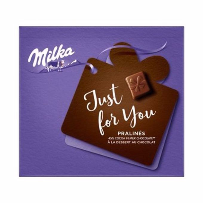 Csokoládé MILKA JustForYou praliné kakaós krémtöltelékkel 110 g