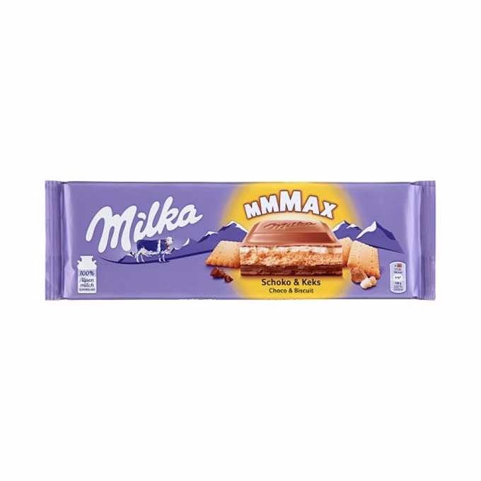Csokoládé MILKA MMMax Kakaós alpesi tejcsokoládé-Kekszes 300 g