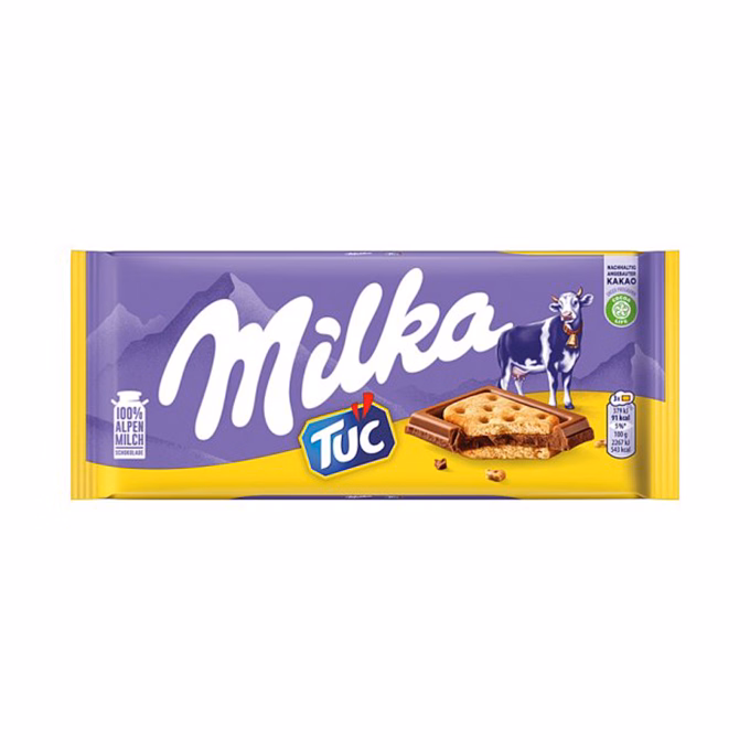 Csokoládé MILKA Tuc Alpesi tejcsokoládés-Sós krékeres 87 g
