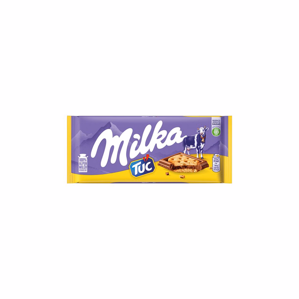Csokoládé MILKA Tuc Alpesi tejcsokoládés-Sós krékeres 87 g