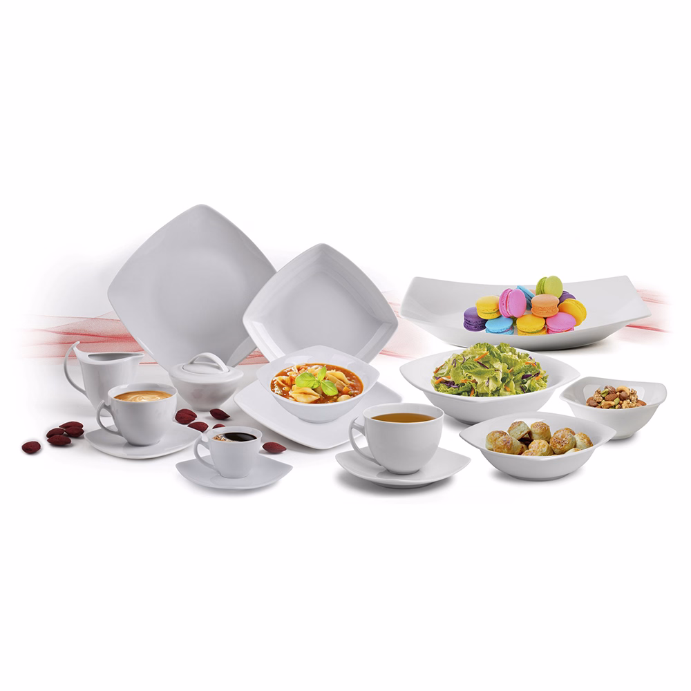 Desszertes tányér készlet ROTBERG Quadrate fehér 20 cm 6 darabos